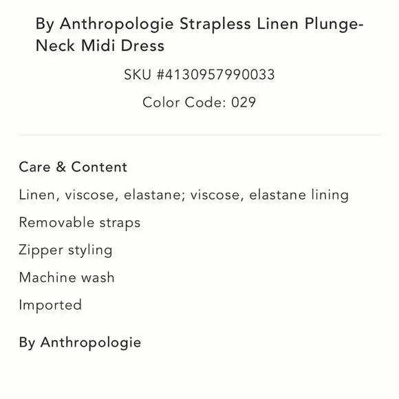 Anthropologie Strapless Linen Plunge-Neck Midi Dress - Picture 5 of 11